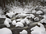 Snow-Covered Boulders and Flowing Creek, Glacier Creek, Rocky Mountain National Park, Colorado, USA Photographic Print by James Hager