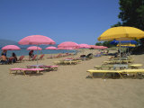 Sun Parasols on Beach, Kastelli, Chania District, Crete, Greek Islands, Greece, Europe Photographic Print by O'callaghan Jane