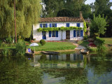 House with Pond in Garden, Coulon, Marais Poitevin, Poitou Charentes, France, Europe Photographic Print by Miller John