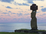 Ahu Ko Te Riku, the Only Topknotted and Eyeballed Moai on the Island, Rapa Nui, Chile Photographic Print by Hellier Gavin