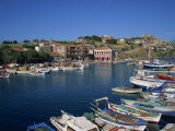 Boats Moored in Harbour at Molyvos, on Lesbos, North Aegean Islands, Greek Islands, Greece, Europe Photographic Print by Lightfoot Jeremy