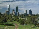 City Skyline Viewed over Park, Perth, Western Australia, Australia, Pacific Photographic Print by Gavin Hellier