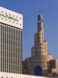 Qatar Central Bank and the Spiral Mosque of the Kassem Darwish Fakhroo Islamic Centre, Doha, Qatar Photographic Print by Gavin Hellier