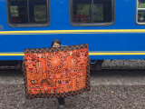 Traditional Blanket for Sale at Train Stop on Way to Machu Picchu, Peru, South America Photographic Print by McCoy Aaron