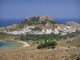 Town and Acropolis of Lindos Town, Rhodes, Dodecanese Islands, Greek Islands, Greece, Europe Photographic Print by Miller John