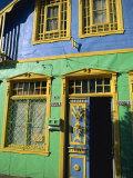 Detail of Painted Building Facade, Castro, Chiloe Island, Chile, South America Photographic Print by Mcleod Rob