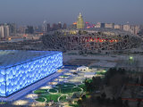 Water Cube National Aquatics Center and National Stadium at the Olympic Park, Beijing, China Photographic Print by Kober Christian