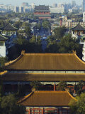 Temple Buildings in Jingshan Park Looking Down to the Drum Tower in the Distance, Beijing, China Photographic Print by Kober Christian