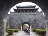 Tourist Rickshaw at a City Gate Watch Tower, Qufu City, Shandong Province, China Photographic Print by Kober Christian