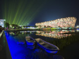 Night Time Light Show at the Birds Nest Stadium During the 2008 Olympic Games, Beijing, China Photographie par Kober Christian