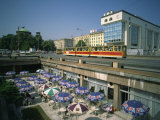 Trams Running Close to a Cafe on G Dimitrov Street in Sofia, Bulgaria, Europe Photographic Print by Richardson Rolf