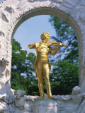 Gold Statue of the Musician Johann Strauss in Vienna, Austria, Europe Photographic Print by Richardson Rolf