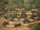 High Angle View of Round Thatched Village Houses, El Geneina, Darfur, Sudan, Africa Photographic Print by Taylor Liba