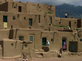 Adobe Buildings of Taos Pueblo, Dating from 1450, UNESCO World Heritage Site, New Mexico, USA Photographic Print by Woolfitt Adam