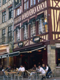 Restaurant and Bar in the Place Du Vieux Marche, Rouen, Seine-Maritime, Haute Normandie, France Photographic Print by Tomlinson Ruth