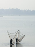 Fishermen on Thaungthaman Lake, Amarapura, Myanmar Photographic Print by Schlenker Jochen