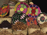Dates and Woven Basketware in Bright Colours, Luxor, Thebes, Egypt Photographic Print by Traverso Doug
