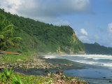 Rugged Coastline with Black Laval Sand Beach, Dominica, Windward Islands, West Indies, Caribbean Photographic Print by Murray Louise