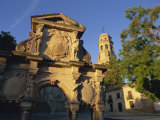 16th Century Ornamental Fountain in the Plaza Santa Maria at Sunrise, Baeza, Jaen, Andalucia, Spain Photographic Print by Tomlinson Ruth