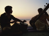 Sitar and Tabla Player Beside the Ganga River, Varanasi, Uttar Pradesh State, India Photographic Print by Wilson John Henry Claude
