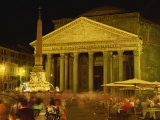 Pantheon Illuminated at Night in Rome, Lazio, Italy, Europe Photographic Print by Rainford Roy