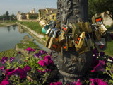 Padlocks of Lovers, Parma Creek from Giuseppe Verdi Bridge, Parma, Emilia Romagna, Italy, Europe Photographic Print by Tondini Nico