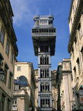 Santa Justa Lift, Designed by Eiffel, in the Centre of Lisbon, Portugal, Europe Photographic Print by Short Michael