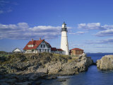 Portland Head Lighthouse on Rocky Coast at Cape Elizabeth, Maine, New England, USA Photographic Print by Rainford Roy