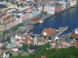 Aerial View the Harbour at Bryggen, Seen from Floien, Norway, Scandinavia, Europe Photographic Print by Richardson Rolf