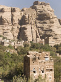 Traditional Tall Brick-Built Houses, Wadi Dhahr, Near Sana'A, Yemen, Middle East Photographic Print by Waltham Tony