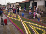 People Making Street Carpet for Good Friday Processions, Antigua, Guatemala, Central America Photographic Print by Simanor Eitan