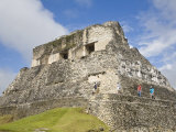 Tourists on the 130Ft High El Castillo, Xunantunich Ruins, San Ignacio, Belize, Central America Photographic Print by Jane Sweeney