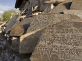 Prayer Stones on Prayer Wall, Nako Village, 2950M, Spiti, Himachal Pradesh, India Photographic Print by Simanor Eitan