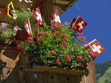 Display of Flags to Mark Swiss National Day, Lauterbrunnen, Bern, Swizerland, Europe Photographic Print by Tomlinson Ruth