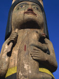 Totem Pole of Shaman and Land Otter, Carved in 1940, Inside Passage, Juneau, Alaska, USA Photographic Print by Waltham Tony