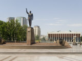 Statue of Heydar Aliyev in Fizuli Park, in Front of the Republican Palace, Baku, Azerbaijan Photographic Print by Waltham Tony