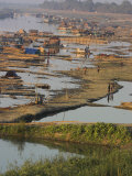 Floating Village, Uwe Zoon Jetty, Ayeyarwady River, Mandalay, Myanmar Photographic Print by Jane Sweeney