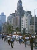Early Morning Tai Chi in Front of Old Customs House, Shanghai, China Photographic Print by Waltham Tony