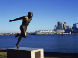 H W Jerome Statue with the City Skyline of Vancouver in the Background, British Columbia, Canada Photographic Print by Merten Hans Peter