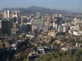 City Centre Tower Blocks Seen from Namsan Park with Pukansan Hills Beyond, Seoul, South Korea Photographic Print by Waltham Tony