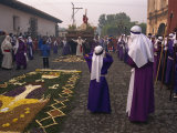 Christ's Calvary in Good Friday Procession over Street Carpet, Antigua, Guatemala, Central America Photographic Print by Simanor Eitan