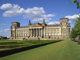 German Flag Flies in Front of the Reichstag in Berlin, Germany, Europe Photographic Print by Scholey Peter