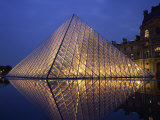 Pyramide and Palais Du Louvre, Musee Du Louvre, Illuminated at Dusk, Paris, France, Europe Photographic Print by Rainford Roy