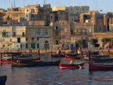 Boats Moored in Valletta Harbour at Dusk, Malta, Mediterranean, Europe Photographic Print by Woolfitt Adam