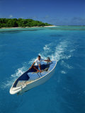 Man Driving Small Boat, Maninita Island, Vava'U Group, Tonga, Pacific Islands, Pacific Photographic Print by Strachan James