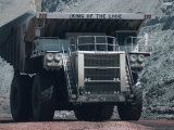 Giant Truck Hauling Coal in the Black Thunder Opencast Coal Mine, Powder River Basin, Wyoming, USA Photographic Print by Waltham Tony