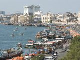 Dhows Moored for Unloading Alongside Deira Wharves, Dubai Creek, Dubai, Uae, Middle East Photographic Print by Waltham Tony