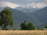 View Towards Russian Frontier Lying Along Crest of the Caucasus Mountains, Azerbaijan, Central Asia Photographic Print by Waltham Tony