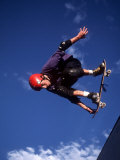 Male Skaeboarder Flys over the Vert, Boulder, Colorado, USA Photographic Print