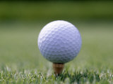 Golf Ball Sitting Oin a Tee Photographic Print